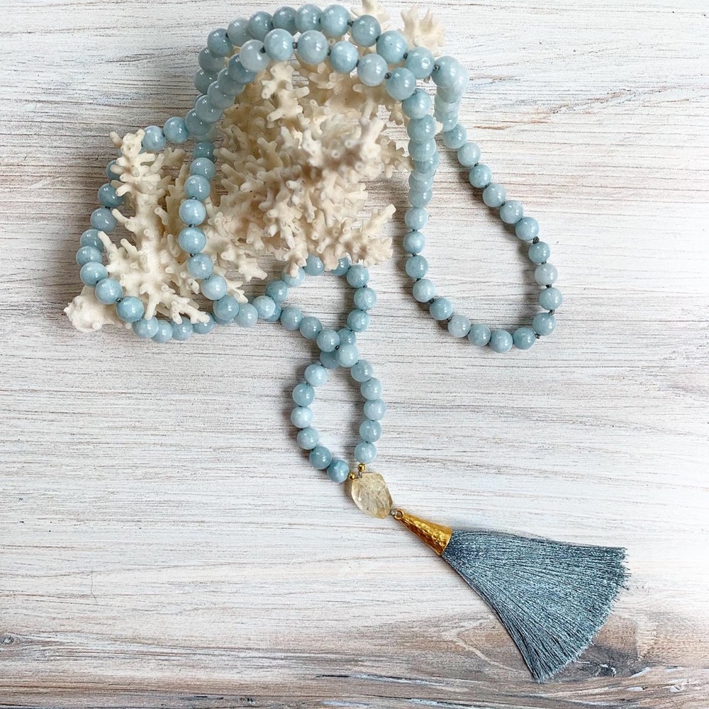 💧RAIN MALA 💧 14k & Blue Jade